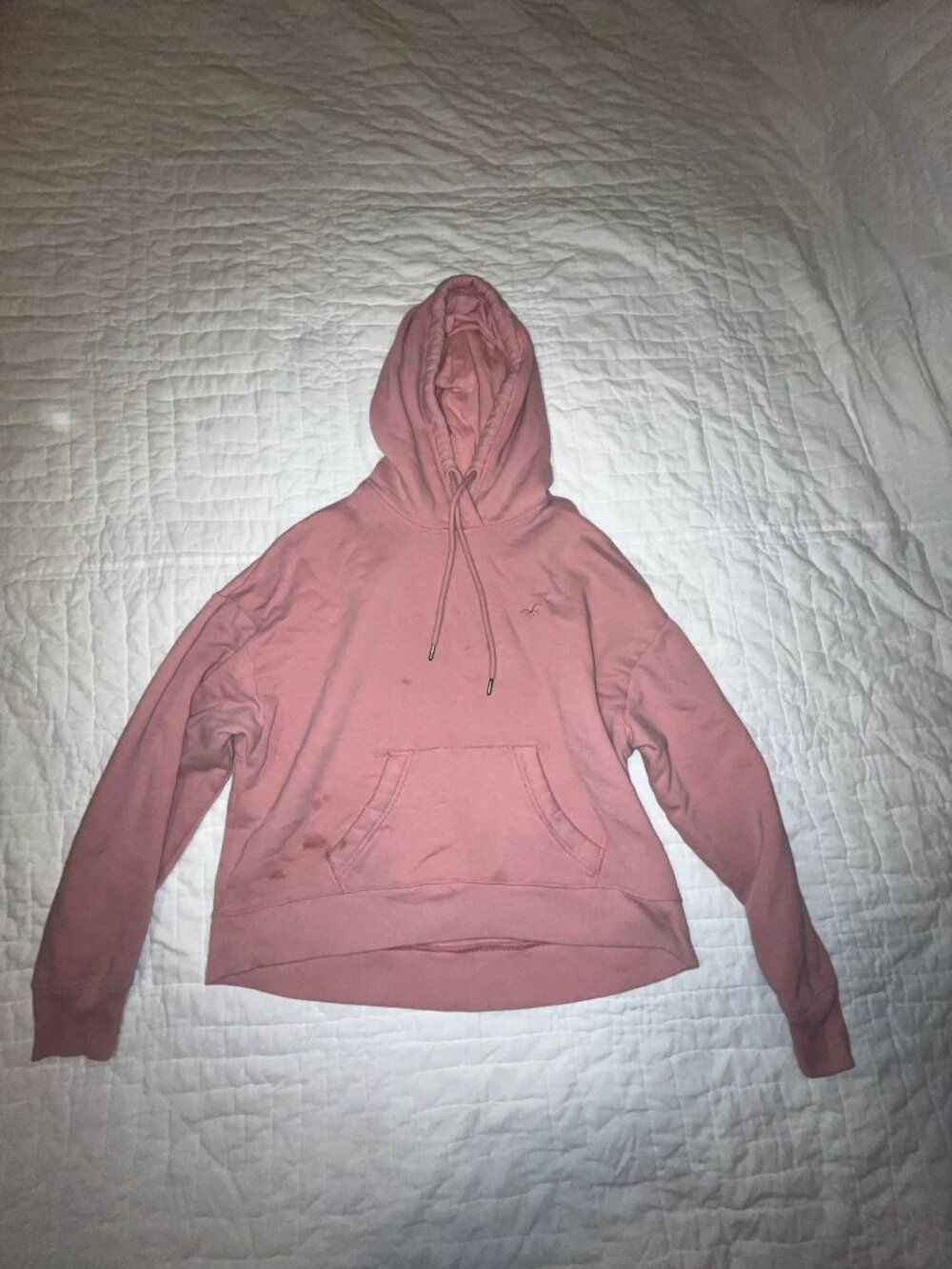 Hollister Womens Pink Hoodie Sweatshirt M Drawstring Pockets